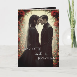 Cartão Casamento romântico em Elegância Negra