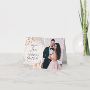 Cartão Casamento Rustic Wood & Rosa Obrigado Foto 4