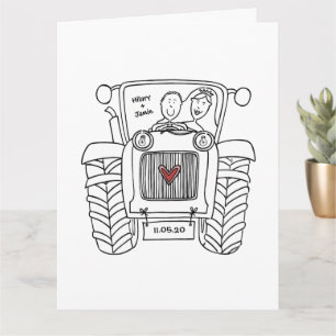 Cartão Casamento Rústico de Trator Personalizado no País