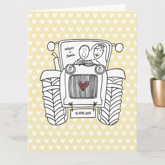 Cartão Casamento Rústico Personalizado Trator País (Planta pequena)