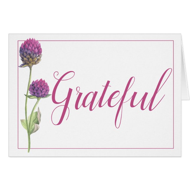 Cartão Casamento Simples De Aquarela Amaranth Thistle Flo (Frente horizontal)