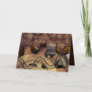 Cartão Casamento Steampunk Gears & Baubles