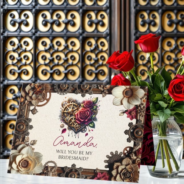 Cartão Casamento Steampunk | Você será minha madrinha? (Criador carregado)