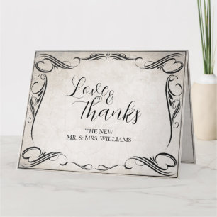 Cartão Casamento Vintage Black Art Deco Agradecimento