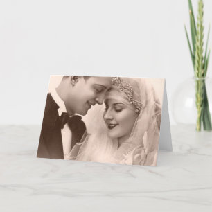 Cartão Casamento vintage Bride e Groom