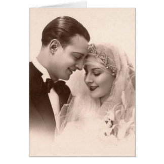 Cartão Casamento vintage Bride e Groom