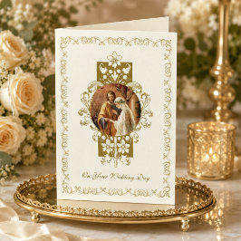 Cartão Casamento Vintage Católico Tradicional Elegante