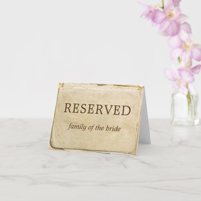 Cartão Casamento vintage de papel castanho antigo reserva (Orquídea)