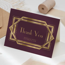 Casamento Vintage Deco Vermelho Borgonha Agradecim