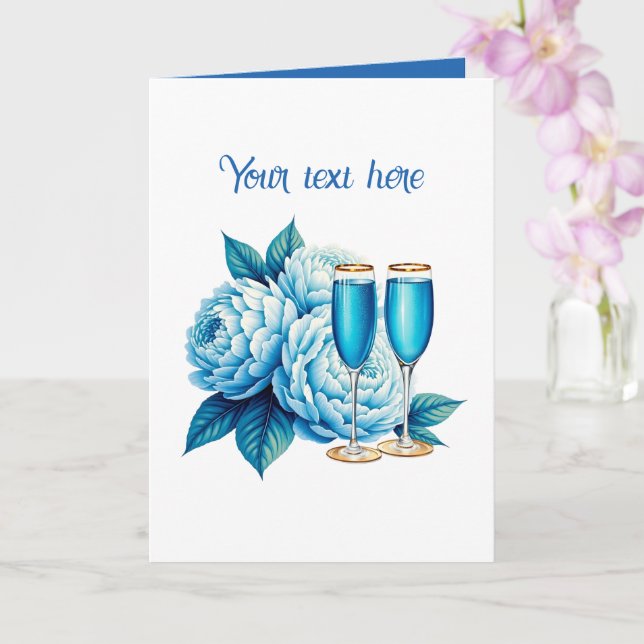Cartão Casar Champagne flores personalizáveis ​​fofas (Orquídea)