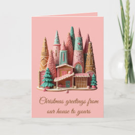 Cartão Casas de Pão de Mel Kitsch Germânico Vila de Natal