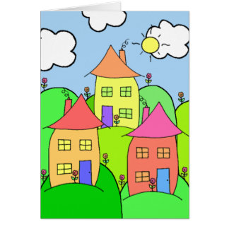 Cartão Casas e colinas