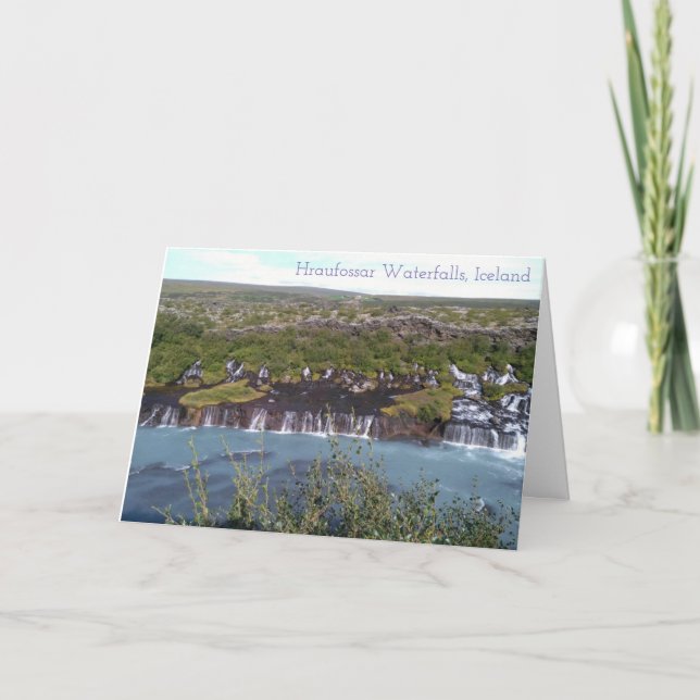 Cartão Cascata de Hraunfossar na Islândia (Frente)