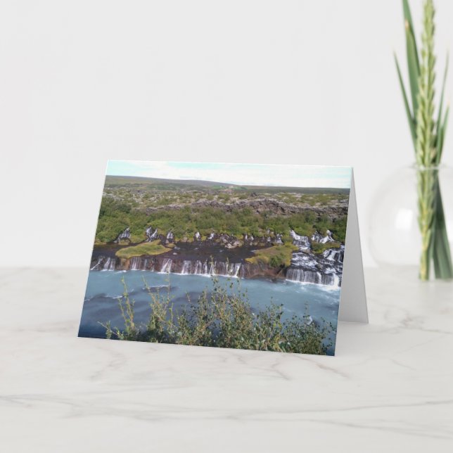 Cartão Cascata de Hraunfossar na Islândia (Frente)