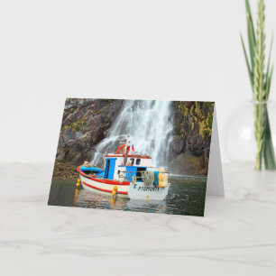 Cartão Cascata e barco