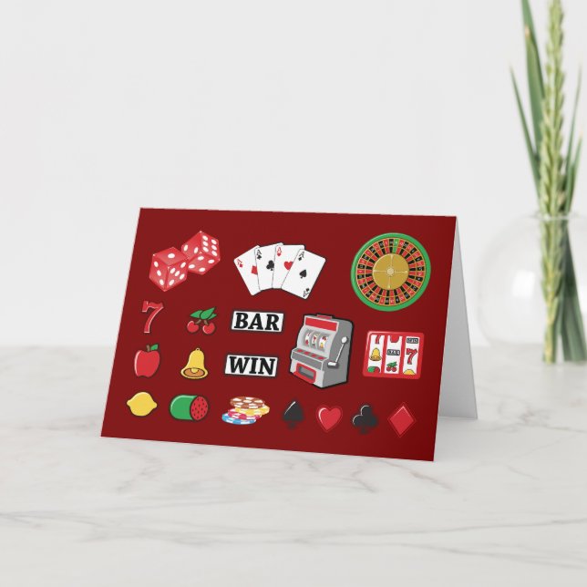 Cartão Casino Night Slot Machine Poker Lucky 7s (Frente)