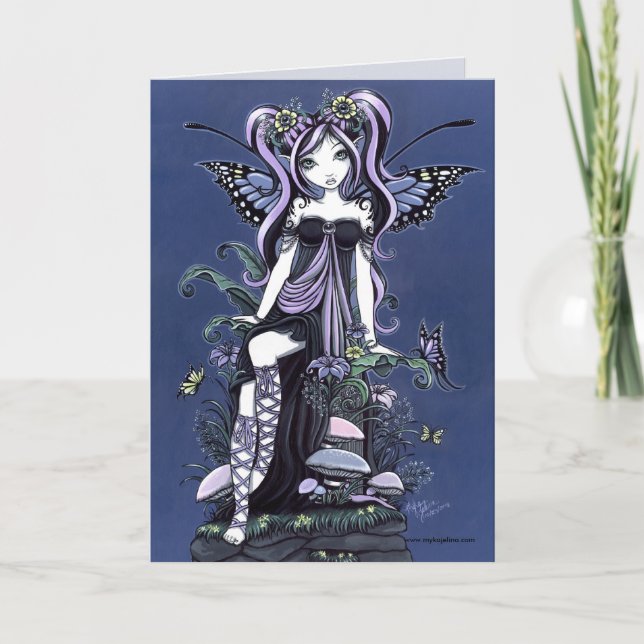 Cartão Cassandra Blue Mushroom Fairy Card (Frente)