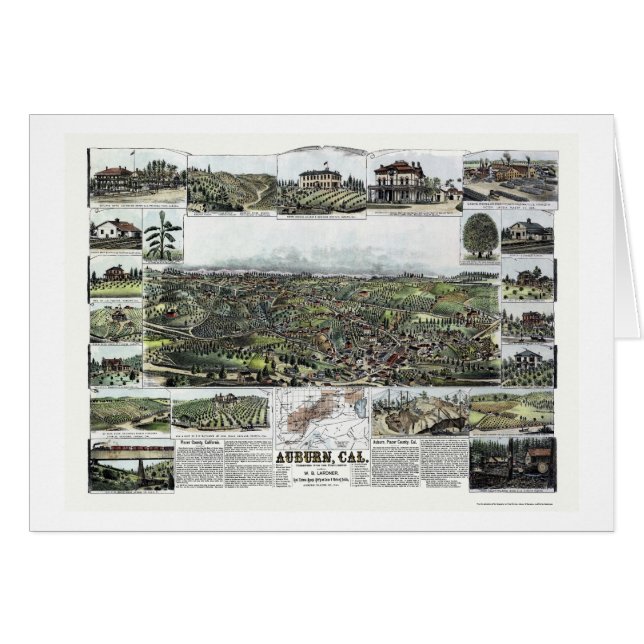Cartão Castanho-aloirado, mapa panorâmico de CA - 1887 (Frente Horizontal)