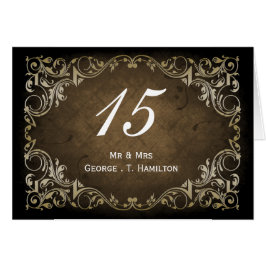 Cartão Castanho Ornamental Rústico E Casamento Dourado