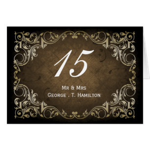 Cartão Castanho Ornamental Rústico E Casamento Dourado