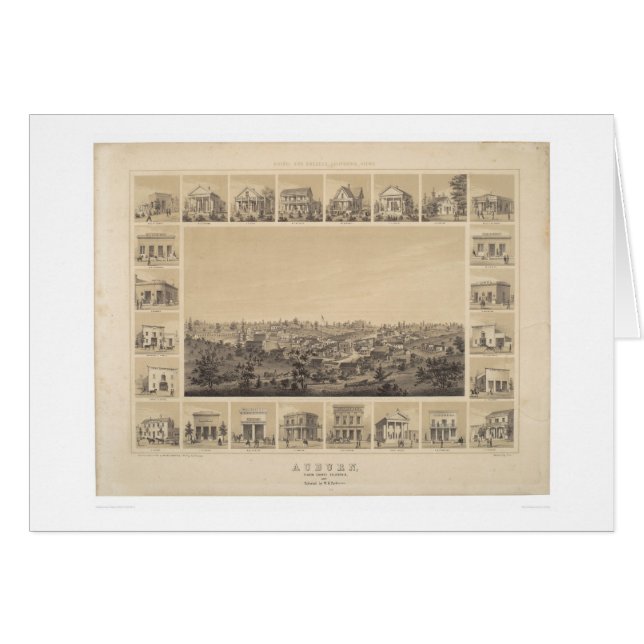 Cartão Castanhos-aloirados, Califórnia 1857 mapas (Frente Horizontal)