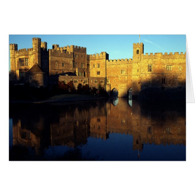 Cartão Castelo de Leeds, século 12, fortaleza normanda e (Frente Horizontal)