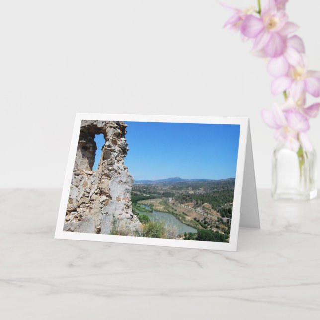 Cartão Castelo de Old Domeño, Valencia, Espanha (Orquídea)