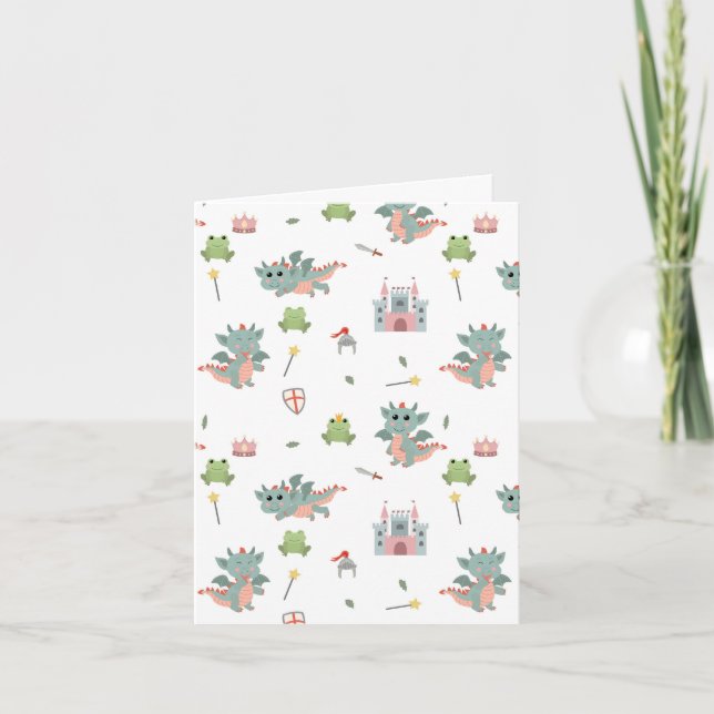 Cartão Castelo Medieval Dragon Knights Fairytale (Frente)