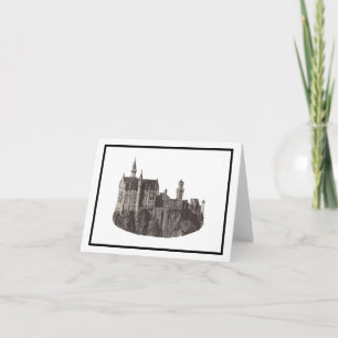 Cartão Castelo Neuschwanstein de Arte Histórica Negra e B