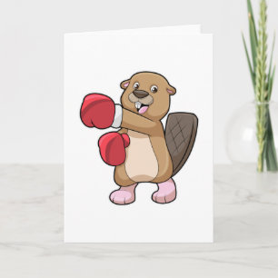Cartão Castor no Boxe com Luvas de Boxe