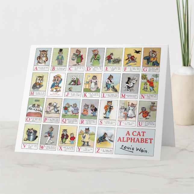 Cartão Cat Alphabet, Louis Wain (Frente)