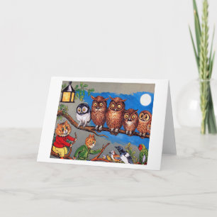 Cartão Cat and Owl, Louis Wain