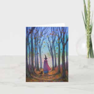 Cartão Cat and Witch Walk Note Card