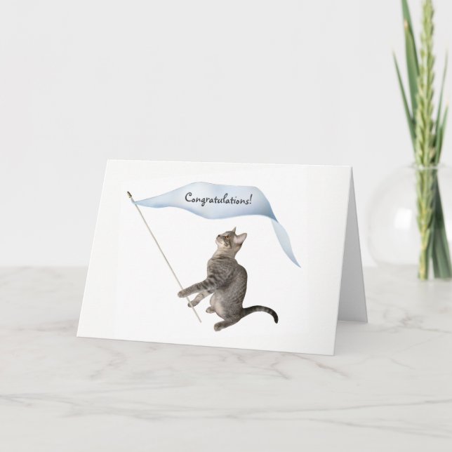 Cartão Cat Banner Congratulations Card (Frente)