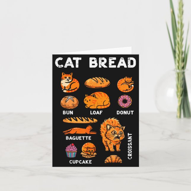Cartão Cat Bread Bun Loaf Cute Kitten Kitty Food Pun Wome (Frente)