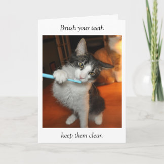 Cartão Cat brushing teeth card