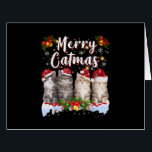 Cartão Cat Christmas Santa Hat Engraçado Feliz Catmas<br><div class="desc">Cat Christmas Santa Hat Engraçado Feliz Catmas</div>