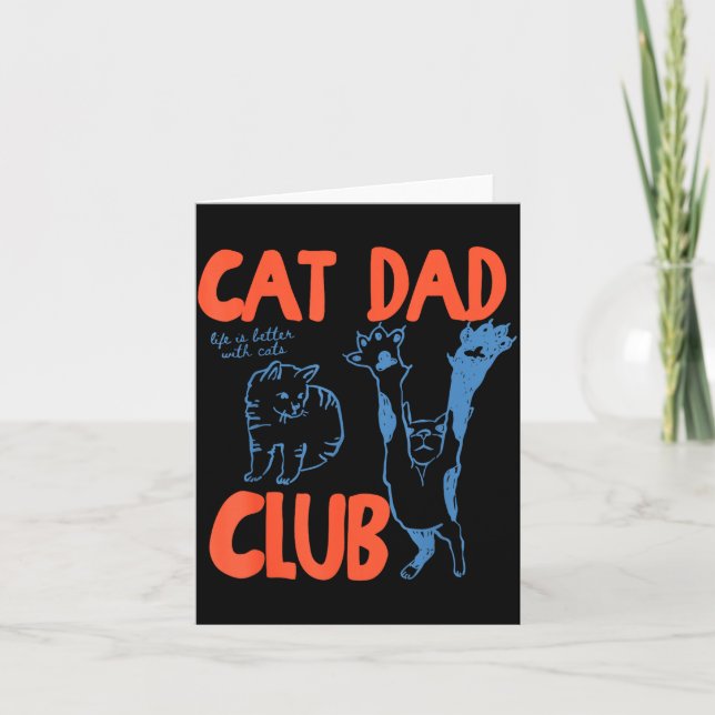 Cartão Cat Dad Club Funny Cat Lover Pet Parent Father's D (Frente)
