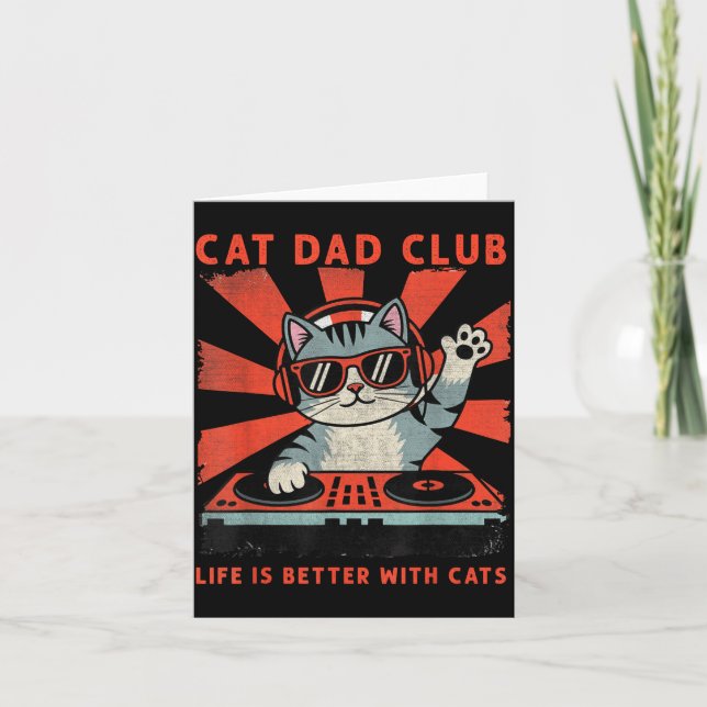 Cartão Cat Dad Club, Life Is Better With Cats, Cat Dad Fu (Frente)