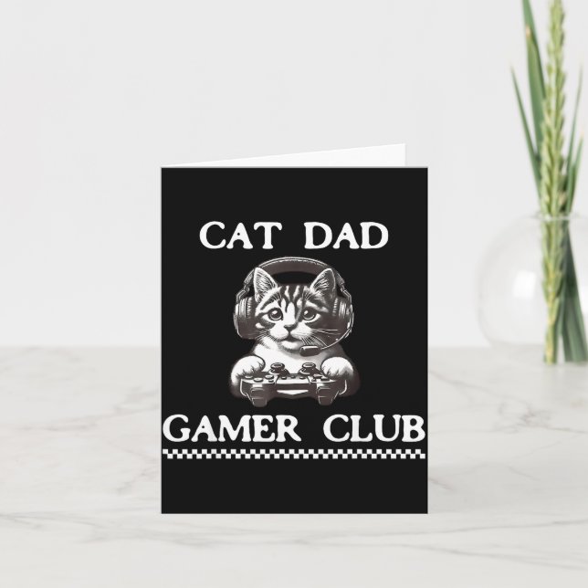 Cartão Cat Dad Gamer Club Funny Cat Lover Gaming Game Fat (Frente)