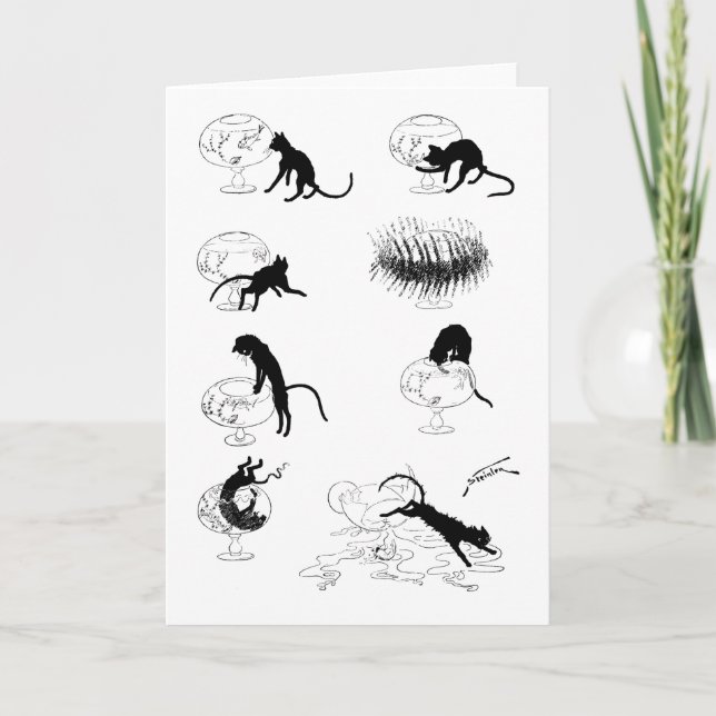 Cartão Cat e Goldfish, Alexandre Steinlen (Frente)