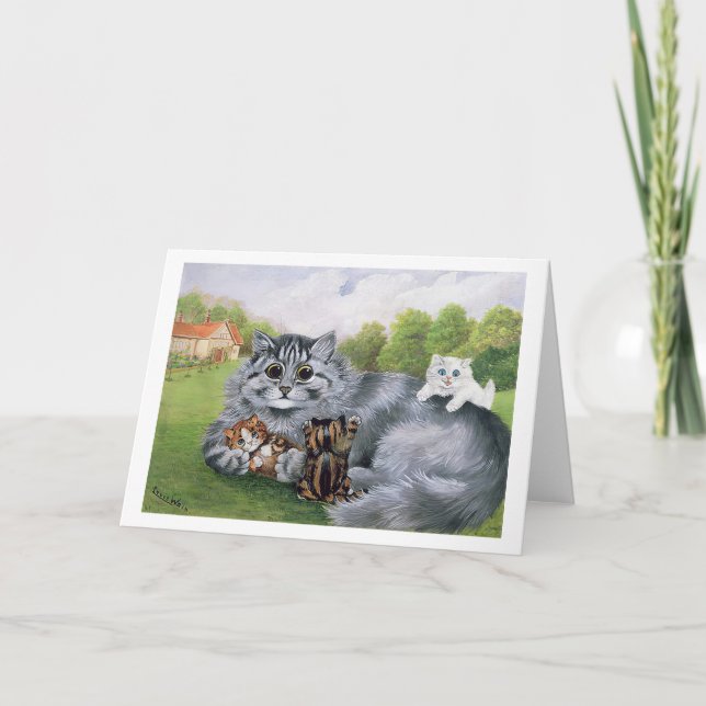 Cartão Cat e seus Kittens, Louis Wain (Frente)