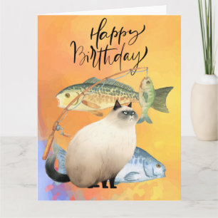 Cartão Cat Fisheries amantes do aniversário para Cat Love