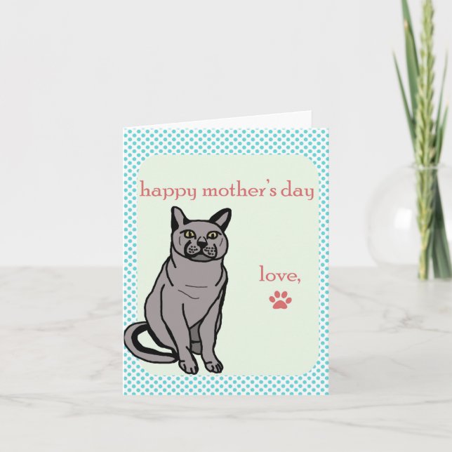Cartão Cat happy mother's day card (Frente)