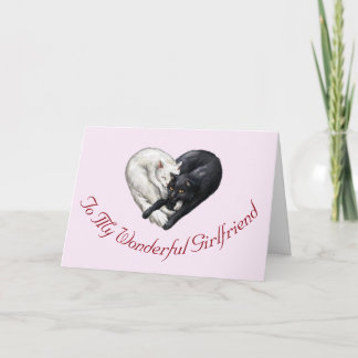 Cartão Cat Heart Girlfriend Birthday Card