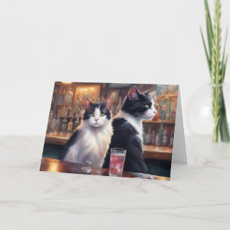 Cartão Cat ignoring each other Happy Hour bar