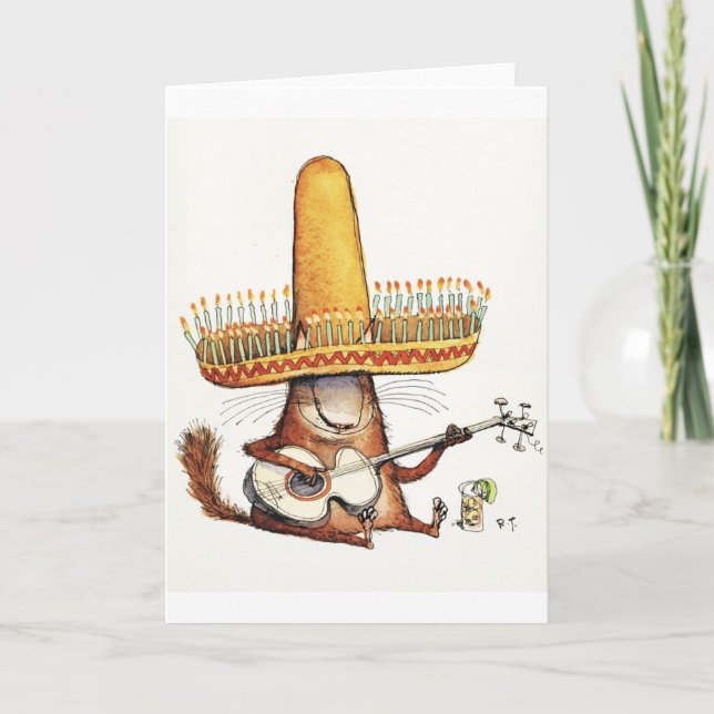 Cartão Cat in a Sombrero Card (Frente)