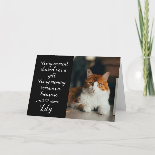 Cartão Cat Loss Sympathy Card Personalized Photo Pet Name (Frente)
