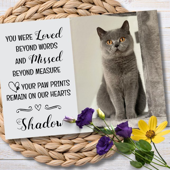 Cartão Cat Loss Sympathy Card Personalized Photo Pet Name (Cat Condolences Card )