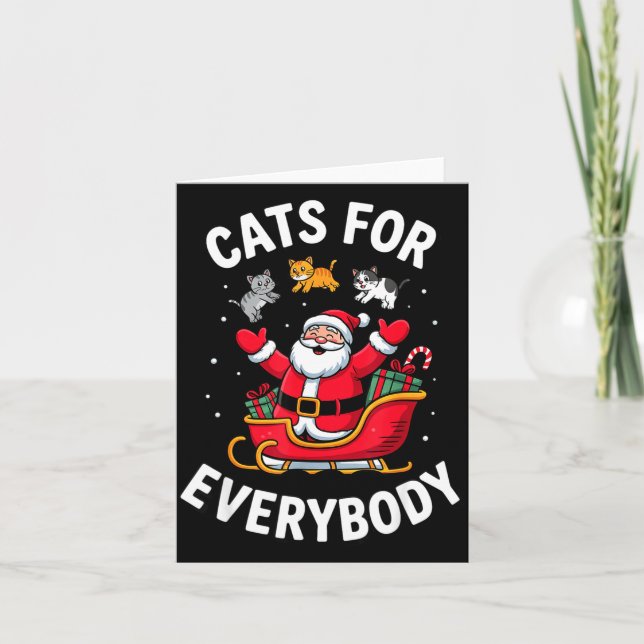 Cartão Cat Lover Christmas Santa Sleigh Cats For Everybod (Frente)